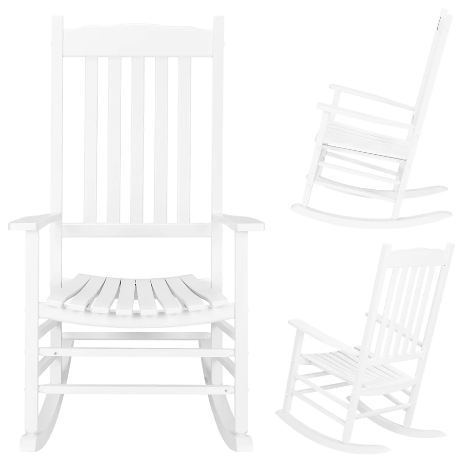 Square Wooden Rocking Chair with Wavy Backboard