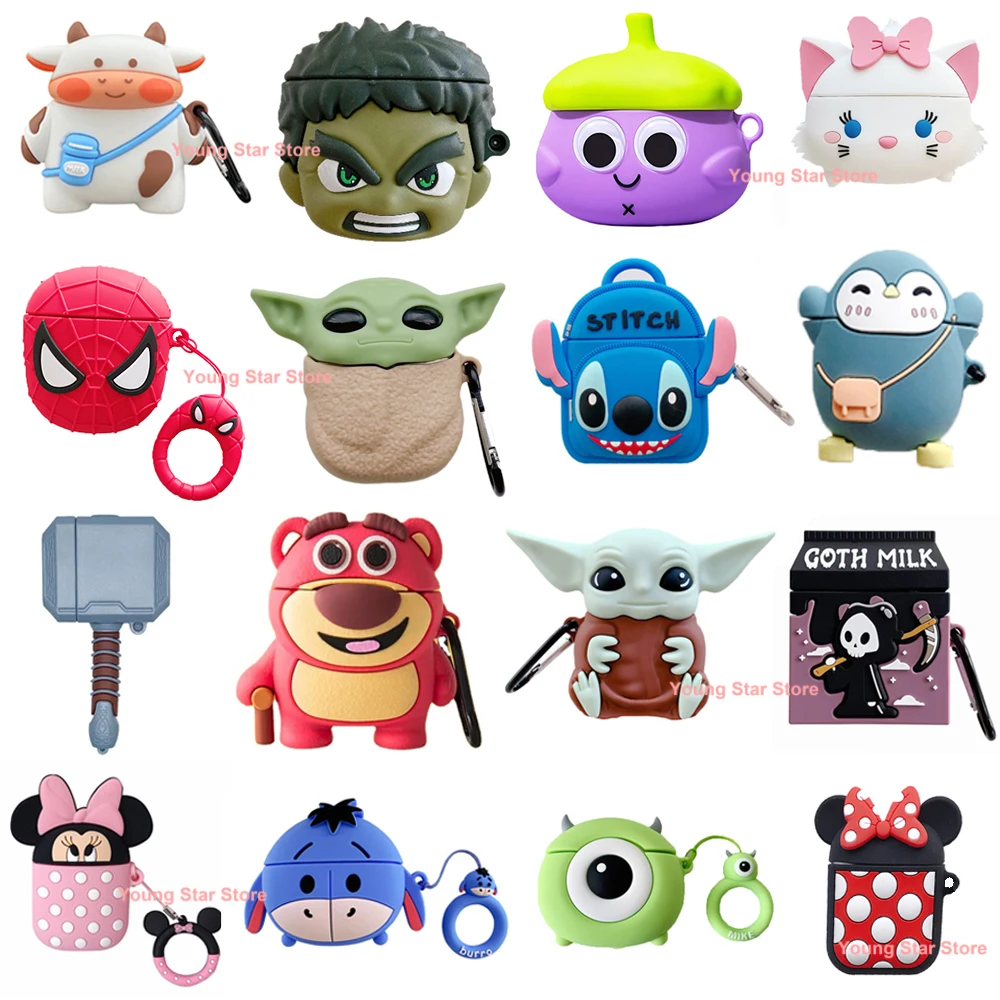 

3D Silicone Case for Apple AirPods 1 2 3 Case for AirPods Pro Case Cute Yoda Mickey Stitch Earphone Protective Case Accessories