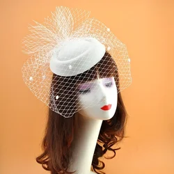 Elevate your look with the Elegant Retro Black Veil Woolen Top Hat Headband. Perfect for special occasions, this refined headpiece blends vintage charm with contemporary elegance. (White)