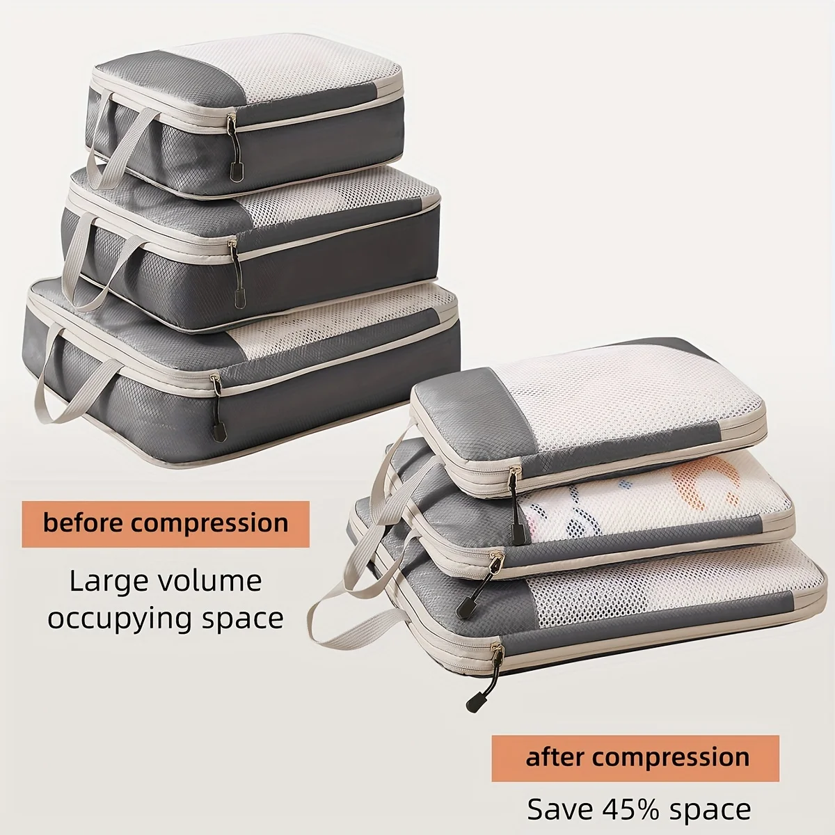 3-piece travel compression packing cube, travel bag luggage organizer travel thumbnail 4