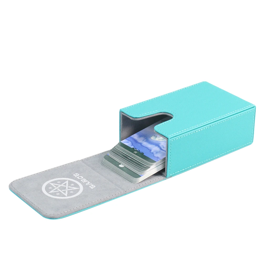

Portable Tarot Card Storage Box Pu Leather Pentagram Pattern Board Game Card Sleeve Collection Flip Box Protectors Container