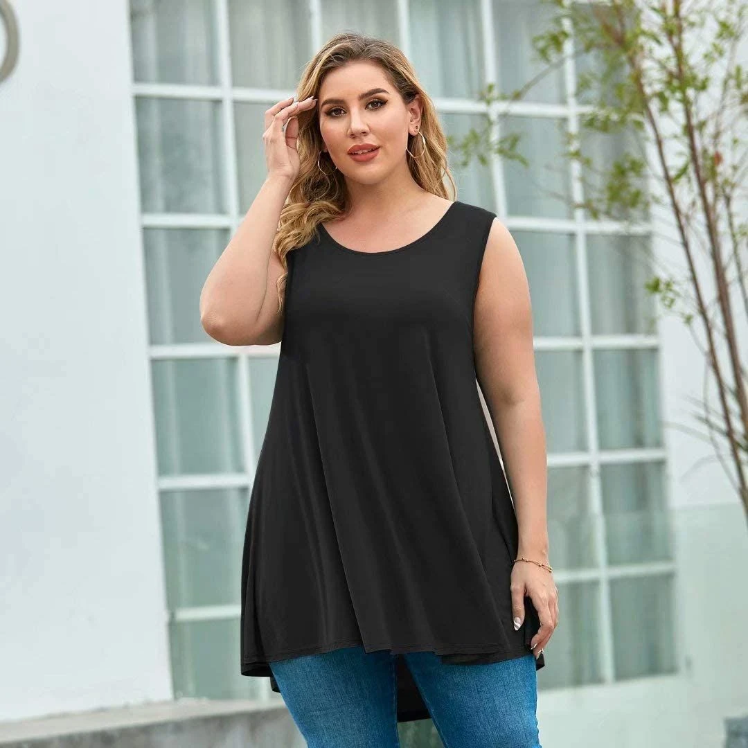 Big size Summer Woman T shirt Loose Solid Sleeveless tshirts female MM size women clothing large size | - AliExpress