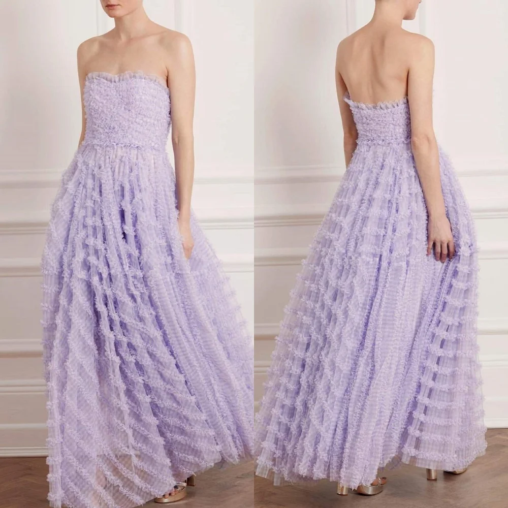 

Повседневные тюлевые многоярусные трапециевидные платья миди без бретелек с рюшами коктейльные платья Простые ретро модные элегантные изысканные высококачественные