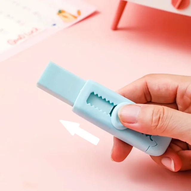 【1 Eraser+2 Refills】 Creative Push-pull Design Eraser Set Student School Office Stationery Supplies 3