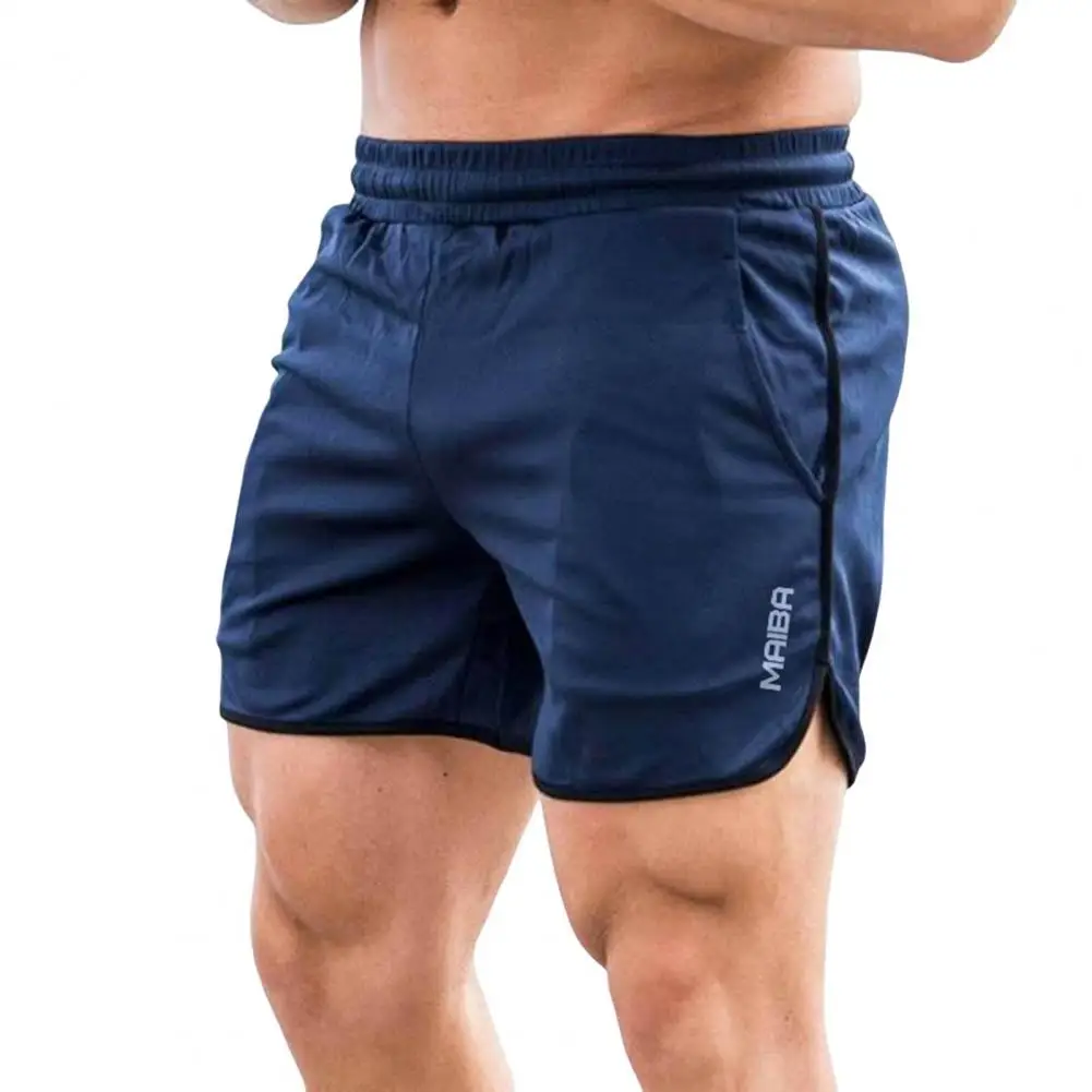 

Men Side Slit Shorts Men's Quick-dry Fitness Shorts with Side Slit Pockets Mid-rise Elastic Waist Streetwear Shorts for Active