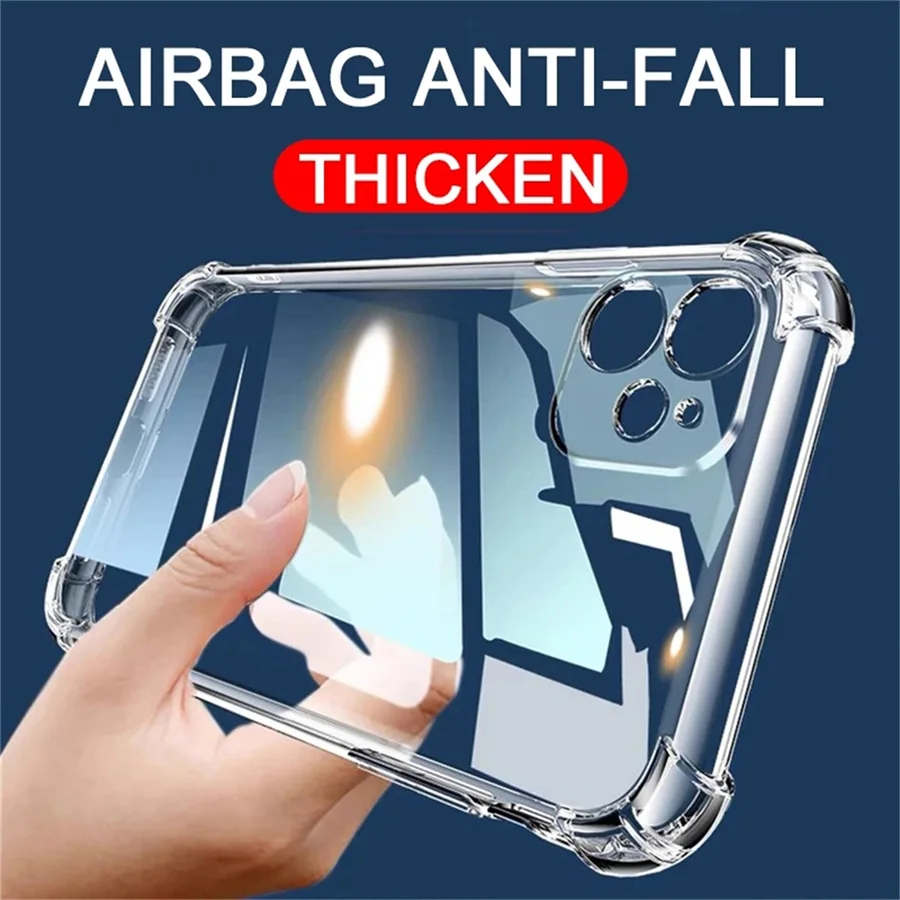 

50pcs/lot Transparent Shockproof Case for iPhone 13 12 11 14 XS XR 7 8 Plus Clear Anti-knock Phone Shell Soft TPU Back Cover