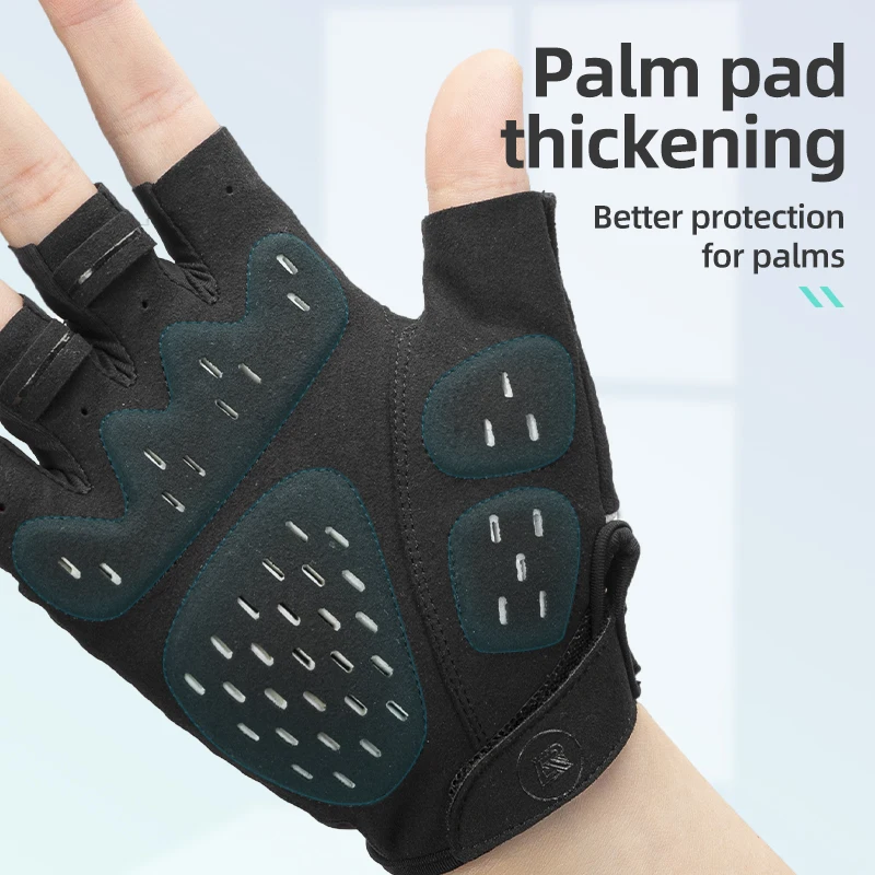 ROCKBROS Bicycle Gloves Breathable Reflective MTB Road Half Finger Bike Gloves Silicone Shock-absorption Cycling Short Gloves 2