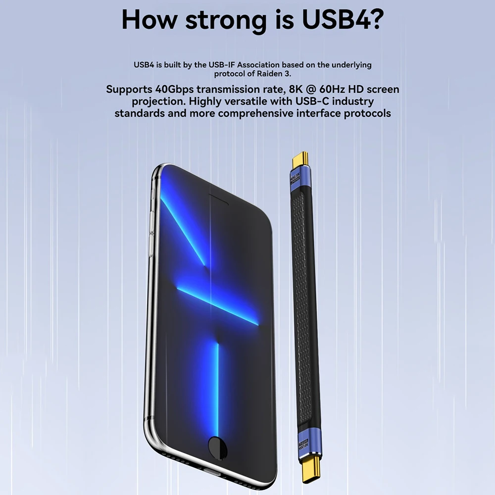 Short USB C Cable 8K@60Hz for Thunderbolt 4/3 Interface Compatible 40Gbps USB4 CableUSB C to USB Cable Supports 8K Monitors