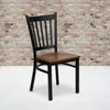 HERCULES Series Black Vertical Back Metal Restaurant Chair Cherry Wood Seat 3