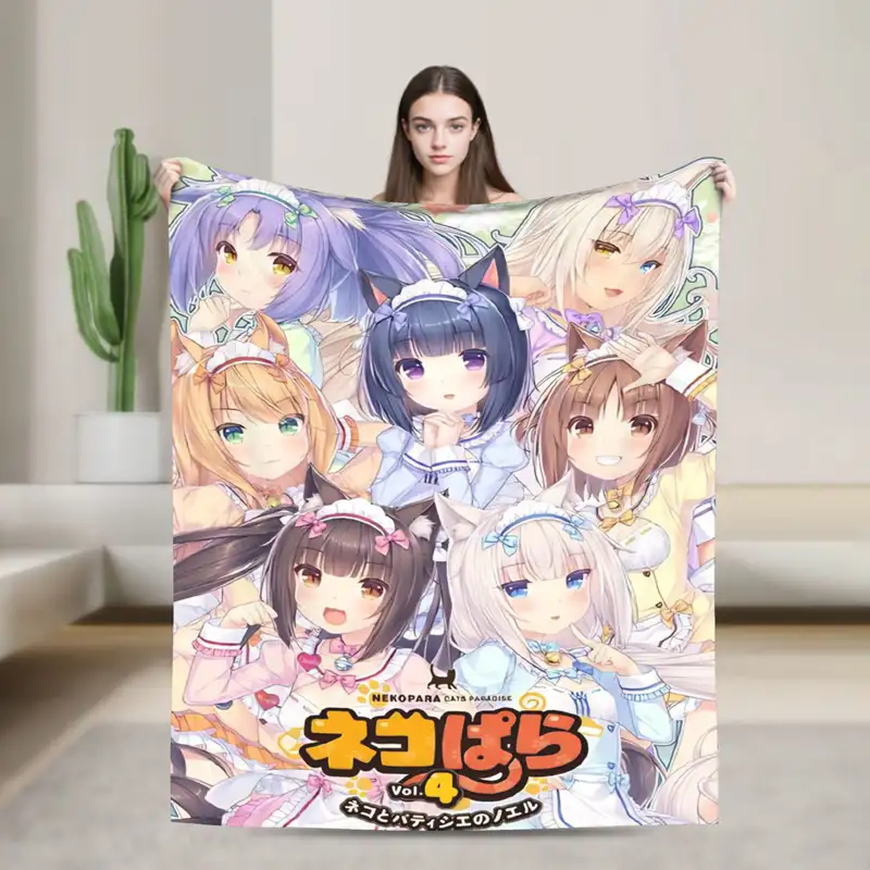 Shigure Minaduki and Fraise Nekopara Anime Blanket  Flannel Funny Soft Throw Blankets for Bed Sofa Autumn/Winter - Image 28