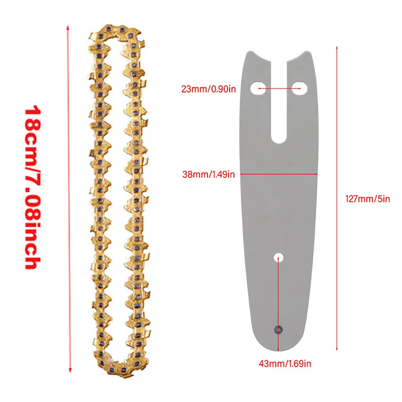 Description Picture 4 of item4 Inch Golden Chains Set for Electric Chainsaw Chain Parts Metal Guide Plate Chain Saw Blade Replacement Guide Bar Power Tool
