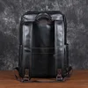 Men's Leather Double Shoulder Baothead Layer Cowhide Backpack Large Capacity Travel Bag Leisure School Bag Simple Computer Bag 2