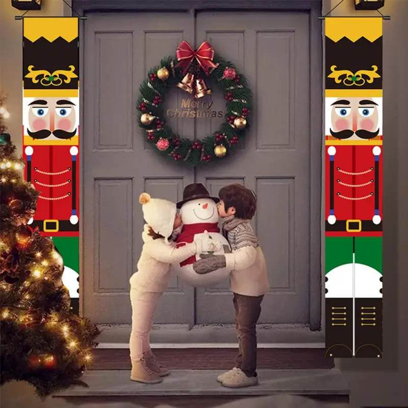 

Merry Christmas Door Banner Hanging Ornaments Nutcracker Soldier Christmas Decoration for Home Gift Navidad Noel New Year Kerst