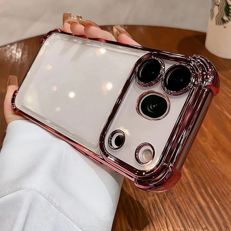 Stylish Electroplated Frame Transparent Skin-Friendly TPU Shockproof Case
