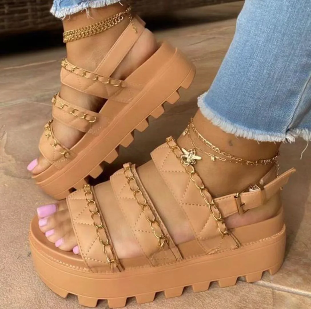 Women Sandals Fashion Platform Gladiator Sandals Open Toe Buckle Strappy Height increase Summer Women Sandalias