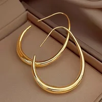 Hot Sale Geometric Oval Hoop Earrings for Women Simple Desgin Earrings Party Wedding Fashion Jewelry Accessories 1