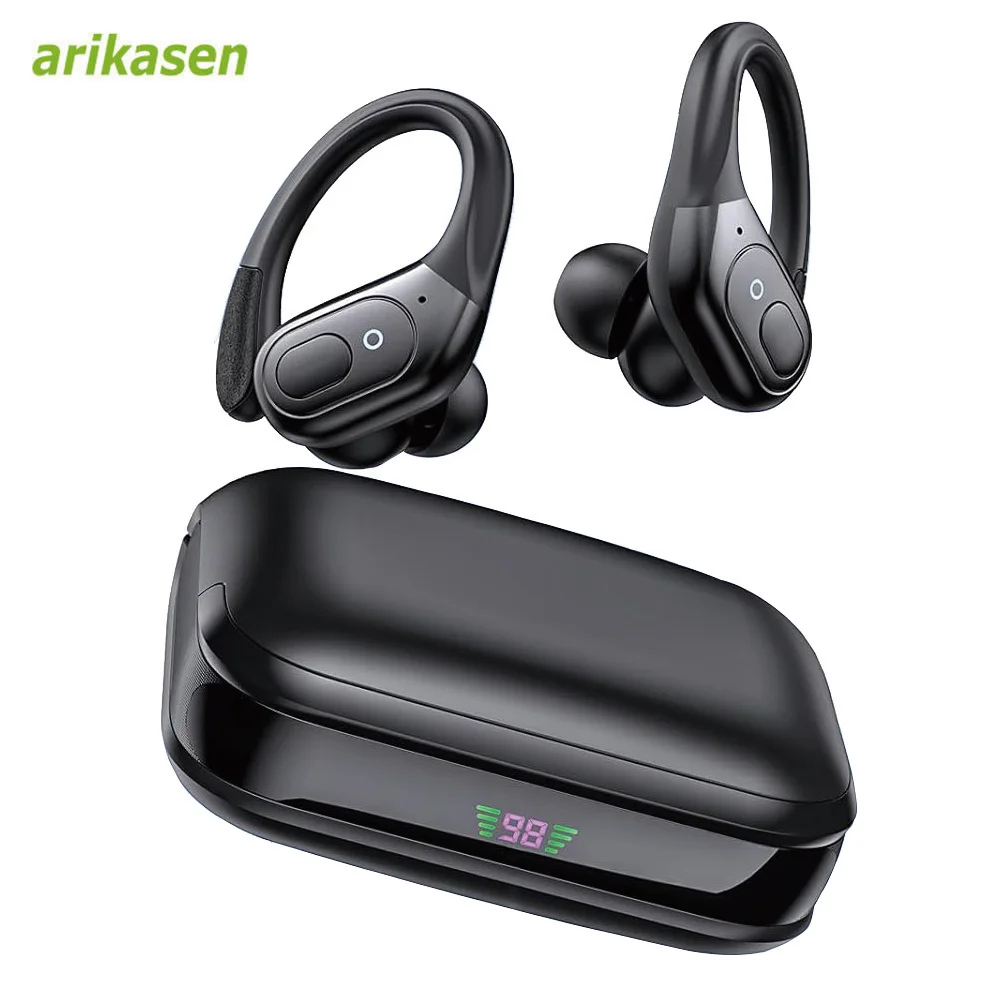 

Bluetooth-наушники; Беспроводные наушники; 75 часов воспроизведения; Спортивные наушники с крючком для наушников; Светодиодный Display IPX7; Водонепроницаемые наушники для бега