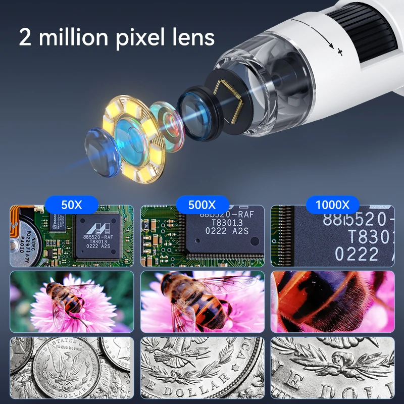 Digital Microscope 4.3inch 1000X Zoom 1080p 8LEDS Coin Microscopio Video Camera Microscope for Electronics Repair Soldering 2