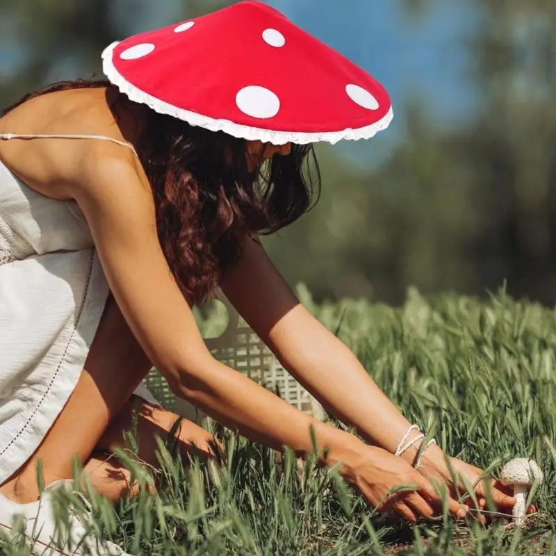 Kreativer Pilzhut für Erwachsene mit eleganter Spitzenausstattung für Kostümpartys Rollenspiele und Halloween -Fotografie Y08E – Detail 7