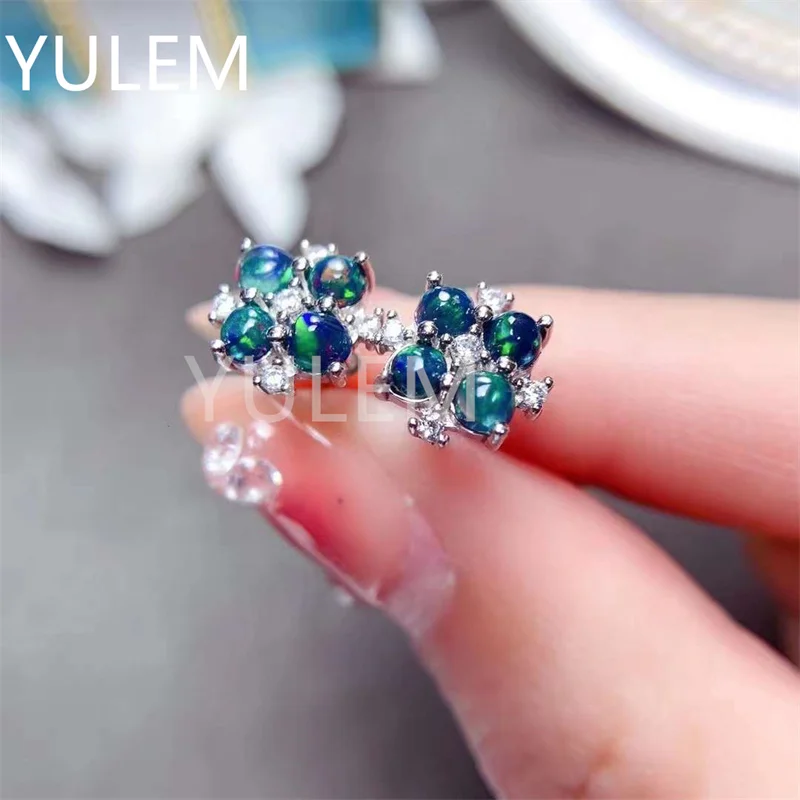 YULEM 100% Natural Opal Earrings Sterling 925 Silver Gemstone 3mm Women Wedding Anniversary Party Classic Fine Jewelry Gift