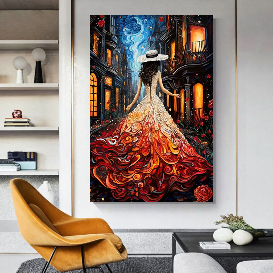 Elegant Woman Silhouette Full Diamond Painting Nordic 5d Diy Diamond Mosaic Wall Art Picture Living Room Home Decor Gift diamond painting diamond art painting kit diamond painting set