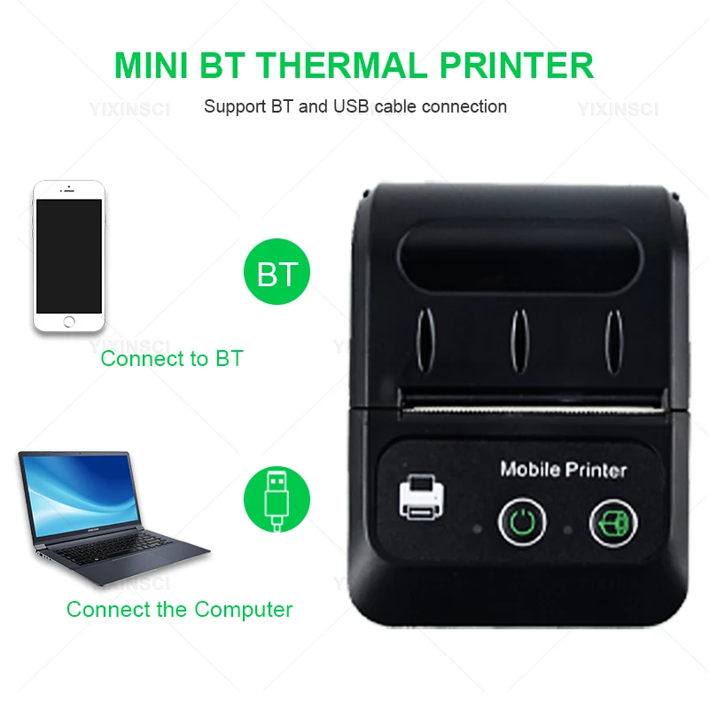 58mm Portable Thermal Receipt Printer Mini Size To Carry On Works With Android & iOS Handheld Wireless Bluetooth Printer mini printer