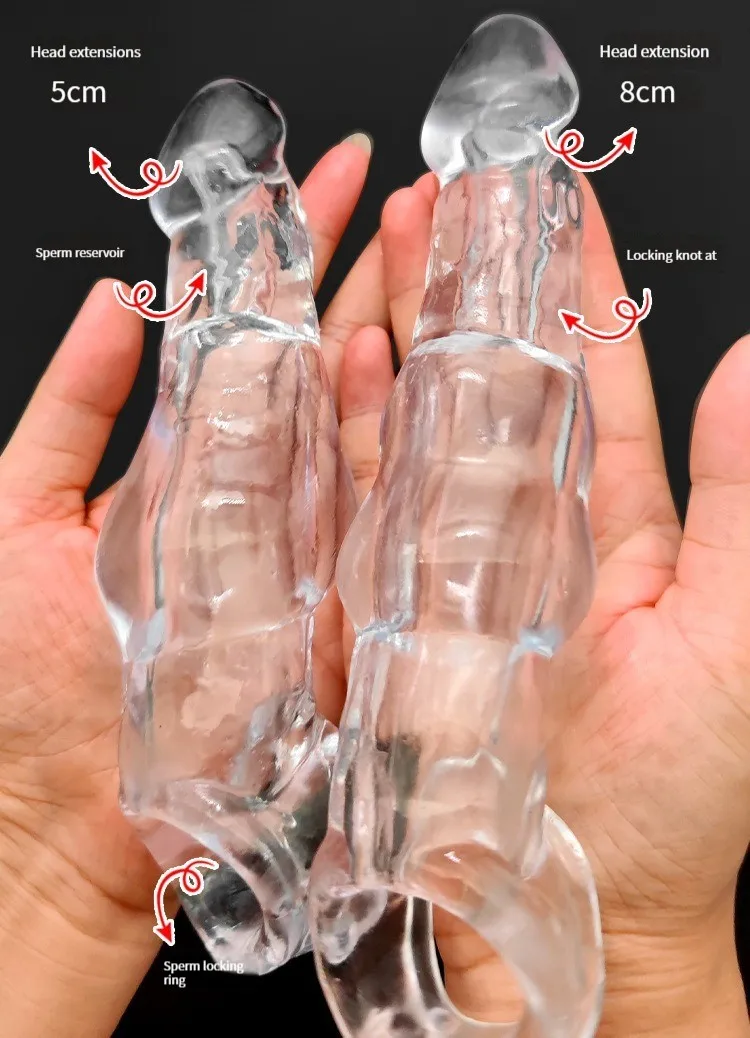Penis Sleeve Extension Reusable Condoms Soft Delay Ejaculation Adult Sex Toys For Men