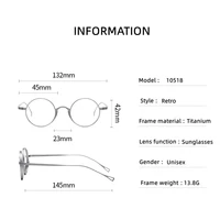 Lunettes de soleil ultra légères en titane pur pour myopie, Vintage, petite monture ronde, pour femmes, rétro, marque de luxe 3