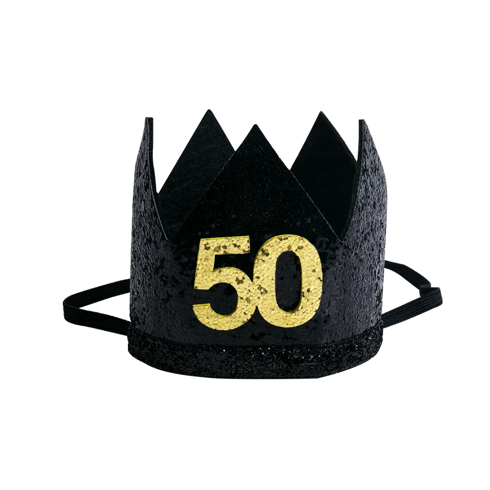 1pcs 30 40 50 60 Year Old Crown Hat Black Birthday Headband Anniversary Adult 30th 40th 50th 60th Birthday Party Decorations
