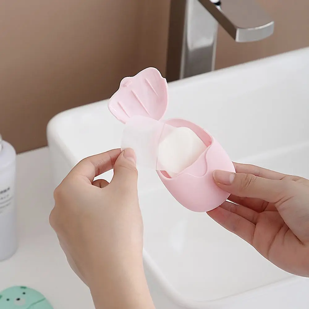 50Pcs Cute Outdoor Travel Portable Hand Washing Soap Paper disposable soap paper Soap Flakes Pieces