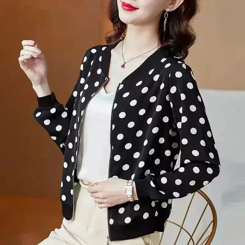 Zipper Sweatshirt Long Sleeve Jacket Summer Sunscreen Clothing Floral Print Thin Short Coat Baseball Lady Leisure Cardigan Tops