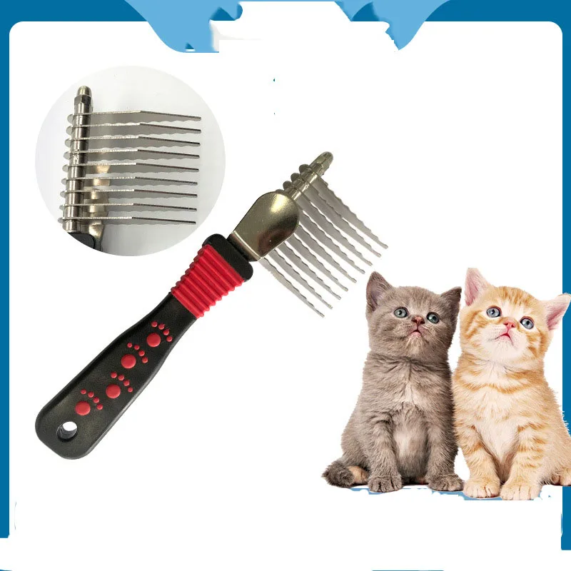Pet Dematting Fur Rake Comb Brush Tool Dog and Cat Comb for Detangling