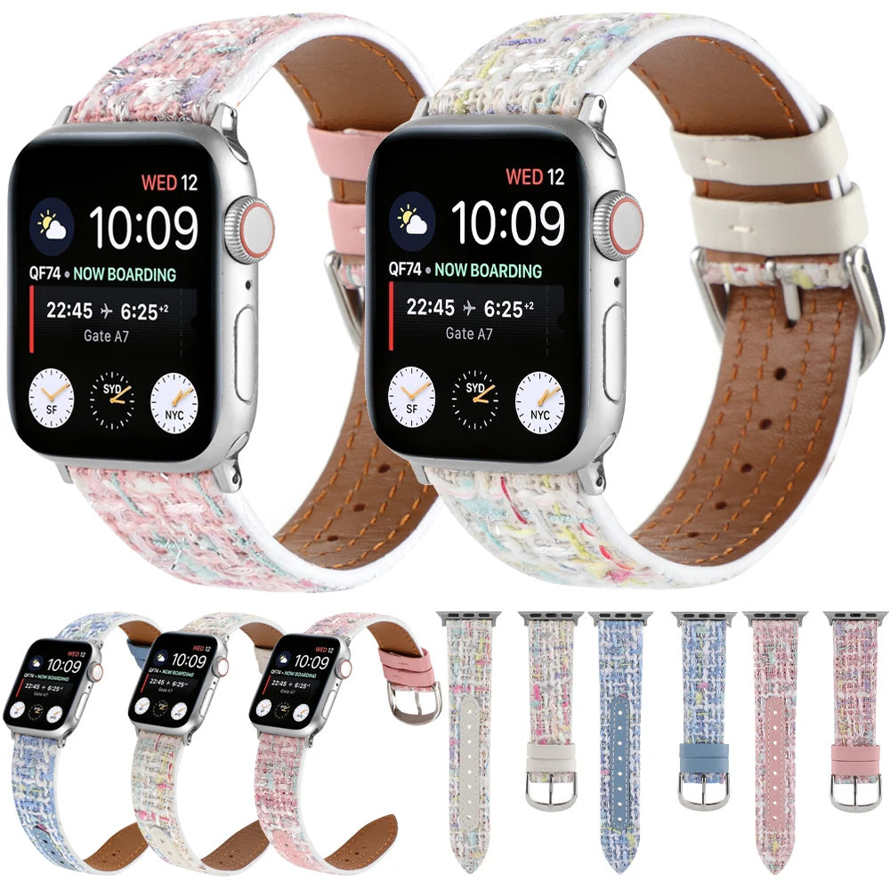 

Ремешок кожаный для Apple Watch Ultra 8 49 мм, повседневный браслет для IWatch 8 7 6 SE 5 41 45 мм 44 40 мм, наручные Смарт-часы