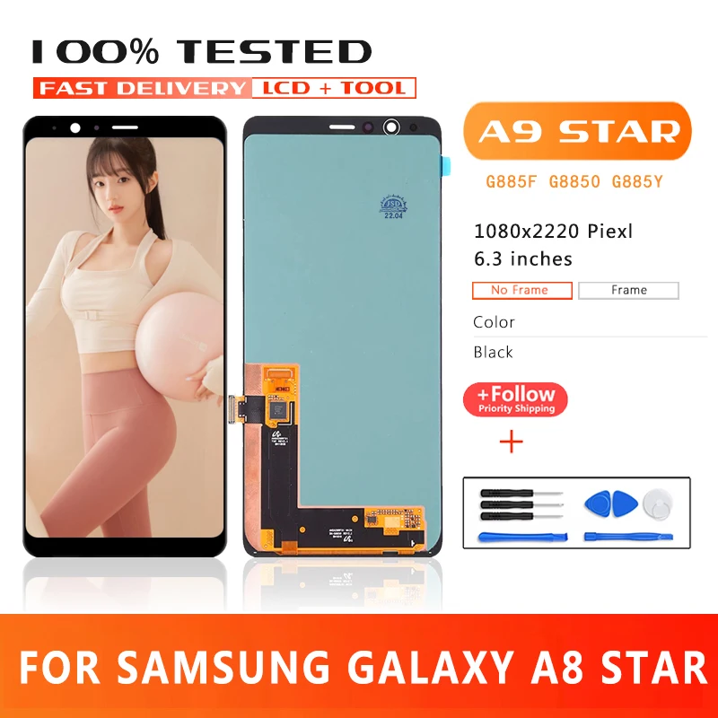 

Original 6.3inch Premium Quality LCD For Samsung Galaxy A8 Star LCD Screen Touch Screen Display For A9 Star G8850 LCD Display