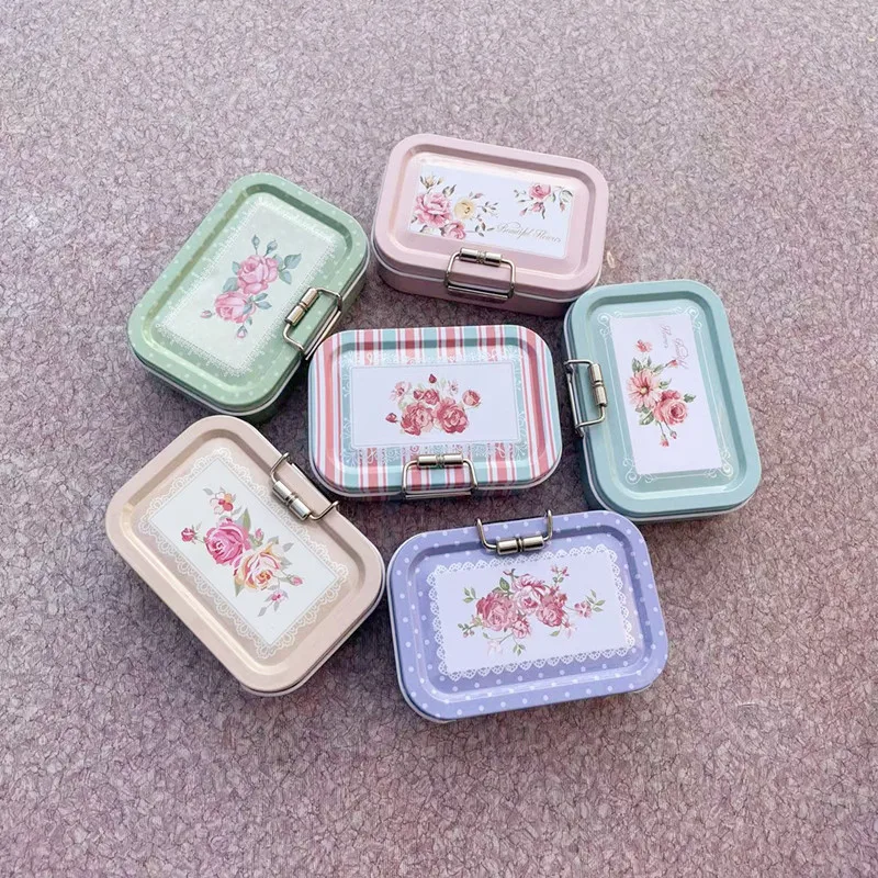 2 scatole di Latta, Mini Scatola di Metallo - Contenitore Portatile con Coperchio - Per Caramelle, Chiavi, Tè