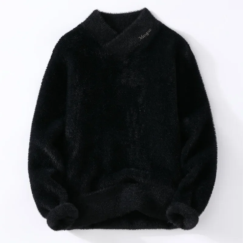 2023 Winter Men's Warm Sweater Solid Color Round Neck Long Sleeve Knitted Men's Pullover Winter Fashion New Warm Solid Color