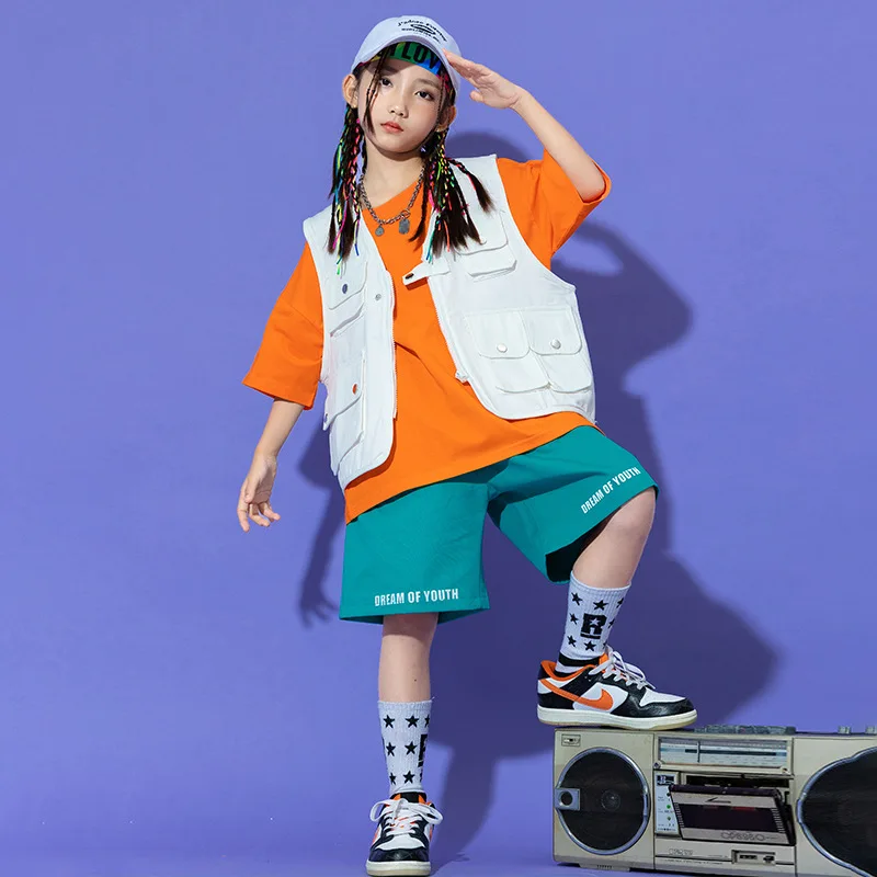 Jungen Mädchen Hip-Hop Student Mode Weste Kind Trommel Performance Kleidung Jazz Performance Set Mädchen 12 Jahre trend ige Kleidung
