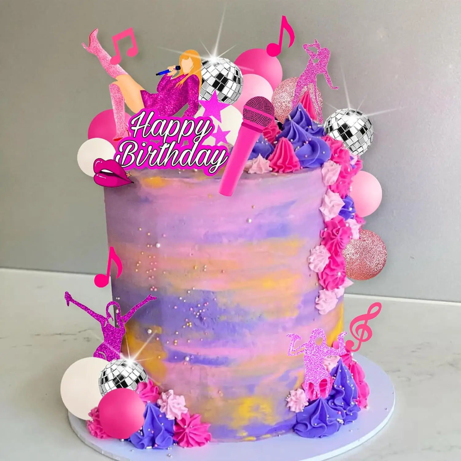 26 pcs Musik kuchen Topper rosa Mädchen Geburtstags torte Topper und Disco Cake Topper für Musik Geburtstags feier Dekorationen Lieferungen – Detail 7