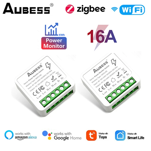 Tuya Zigbee 16A 100-240V Mini Wifi Interrupteur Disjoncteur