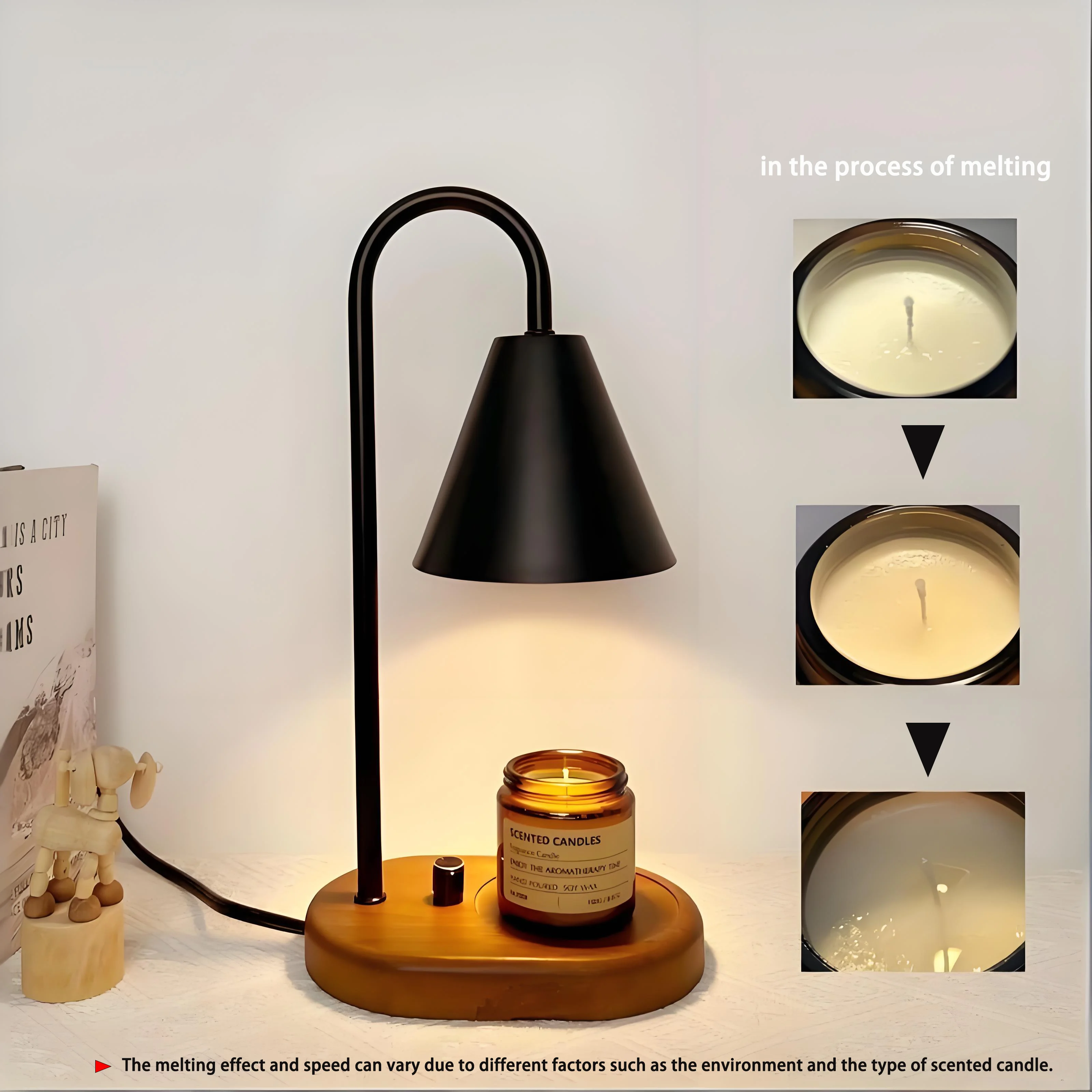 Lampe chauffe-cire électrique, bougie parfumée, bougie à intensité variable, avec contrôle à cadran et 2 ampoules, lanterne chauffe-bougie sans flamme
