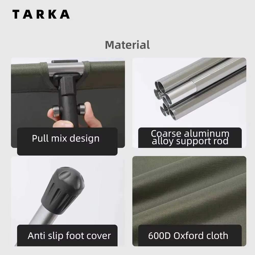 TARKA Camping Bed Folding Cot Lightweight Foldable Outdoor Bed For Tourist Hiking Climbing Camp