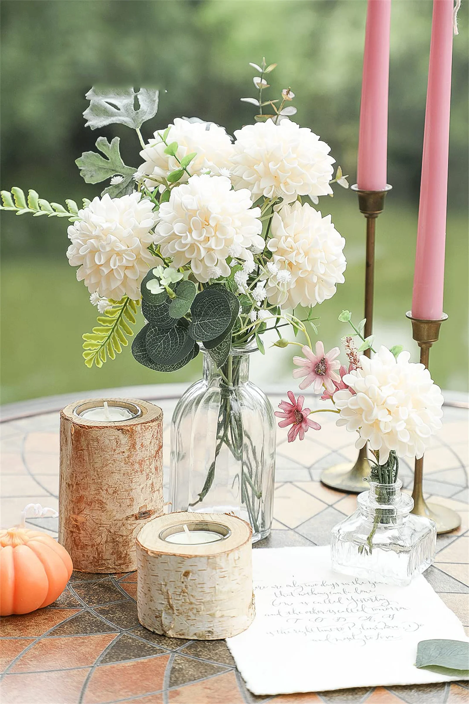 Set di fiori artificiali verde salvia con rose finte, peonie, dalia, verde, set combinato per bouquet di nozze fai da te, centrotavola per addio al nubilato, composizioni floreali, tavoli per feste