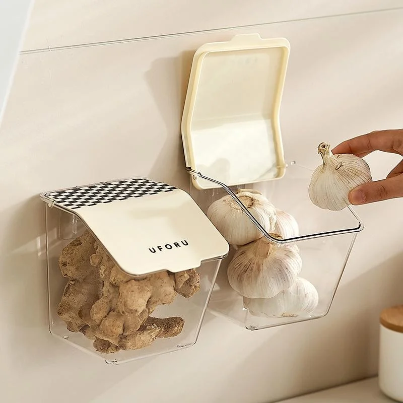

Wall Mounted Storage Box Kitchen Storage Basket Transparent Vegetable Storage Box Spice Organizer Wall Mounted Food Container