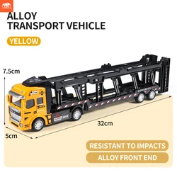 Diecast Alloy Engineering Vehicle Transporter Set with 6 Mini Trucks - Educational Toy (YELLOW)