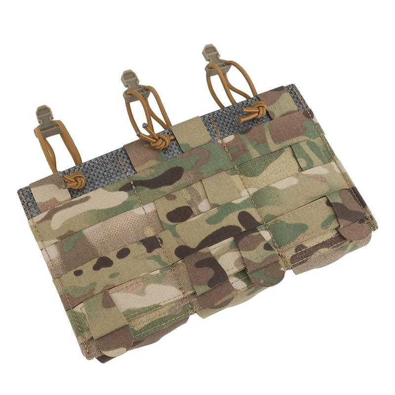 Triple Mag Pouch 5,56/7,62 mm, leicht, oben offen, elastisch, MOLLE-Halterung, Multi-Kaliber, Feldgebrauch, Jagdweste, Taillenausrüstung, Träger – Detail 8