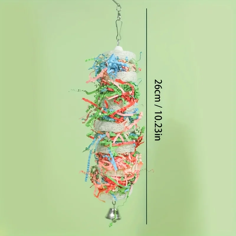 Natural Loofah Chew Toy for Parrots, Intelligent Shredding Toy with Random Colors, Fun Bird Enrichment