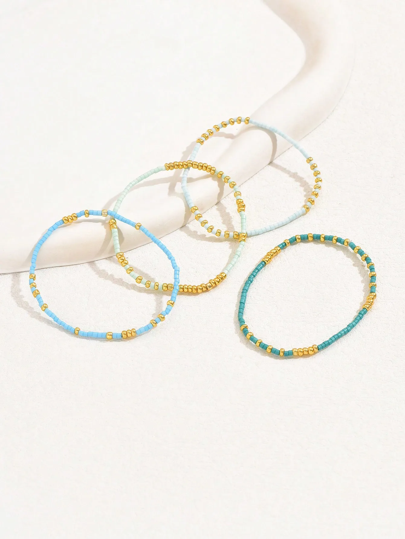 Turquoise Seed Bead Stretch Bracelet Set - Handmade Bohemian Jewelry for Girls