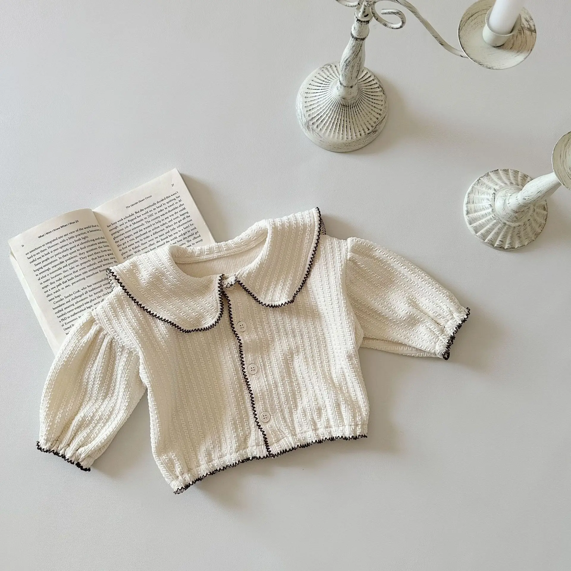 Spring Autumn Girl Infant Solid Fashion Long Sleeve Coat Baby Lapel Casual Jacket Newborn Cotton Cardigans Loose Kid Tops
