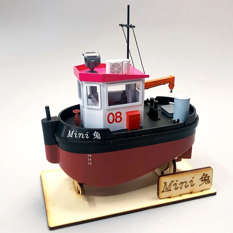 Q Version Cute Tugboat Mini Egg Tow Plastic Assembled Ship Model Kit Static Version 3