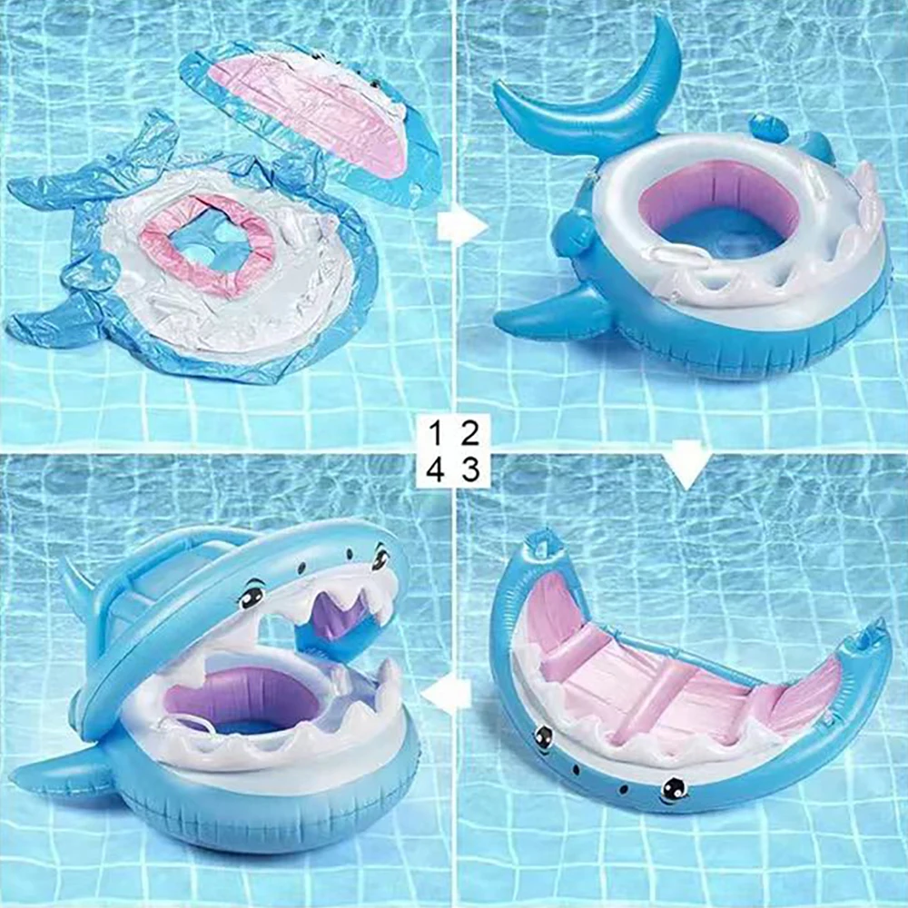 1pc Inflatable Shark Seat Ring Swimming Pool Floating Seat